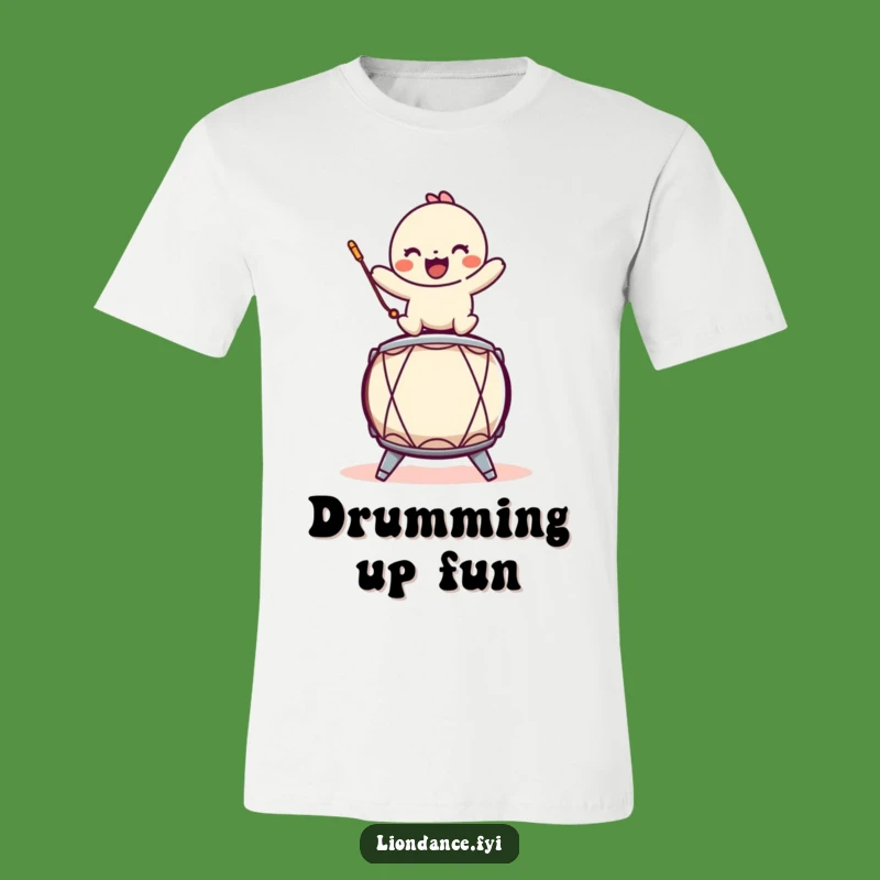 Funny Drum Character T-Shirt: Playful Balance for a Rhythmic Style!