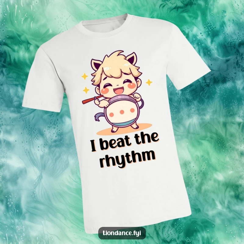 Funny T-Shirt: A character grinning widely while playing a drum, embodying happiness and a love for rhythm. Great for musicians and fans.