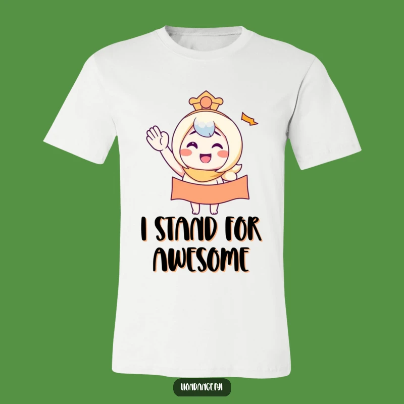 Funny Waving Banner Character Smiles T-Shirt - Spread Positivity!
