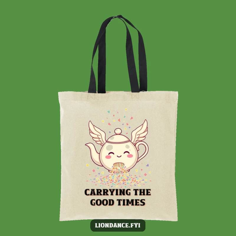 Funny Winged Teapot Tote Bag: Confetti Carrier, Perfect Funny Gift for Party Goers!