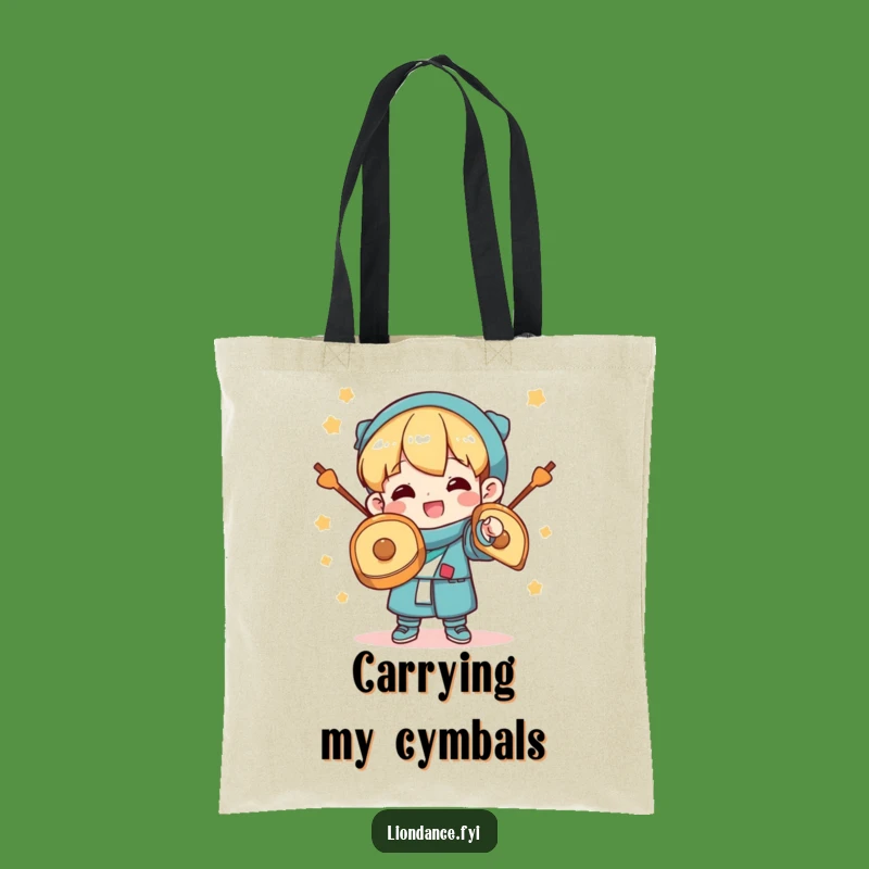 Funny Cymbal Clashing Character Tote Bag: Carry Your Cheer!