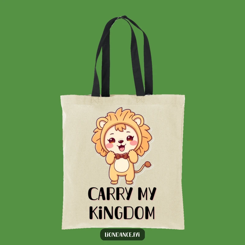 Funny Lion Costume Tote Bag: Cute Character Bows Playfully, Stylish and Humorous Carry-All