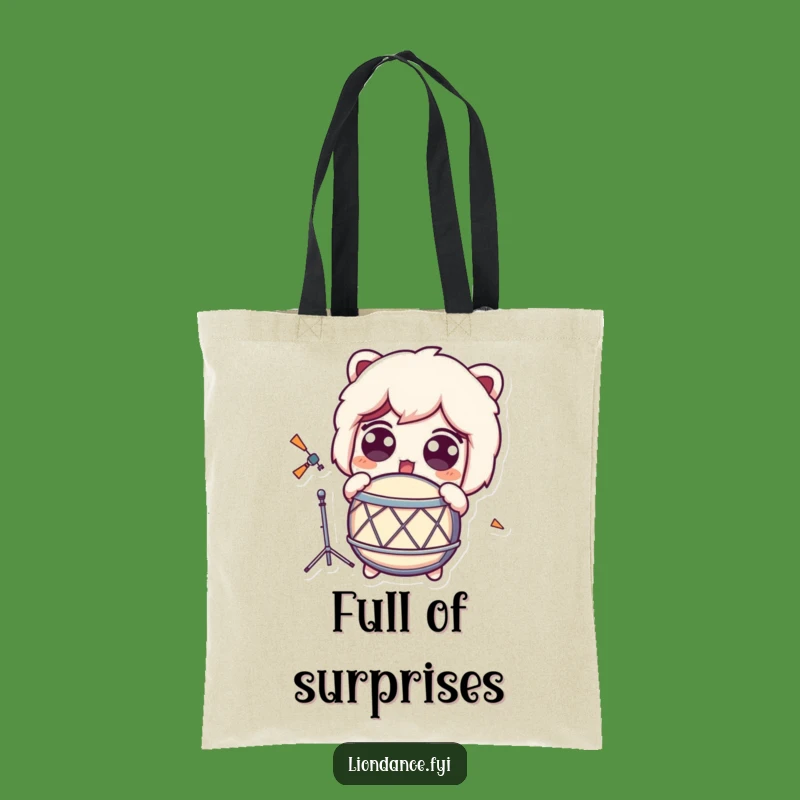 Funny Surprised Drum Reaction Tote Bag - Humorous Gift for Expressive Shoppers