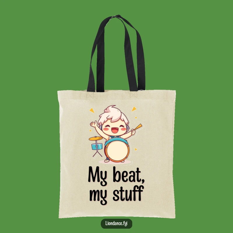 Funny Drummer Character Tote Bag - Jubilant Beat Enthusiastic Carryall Gift
